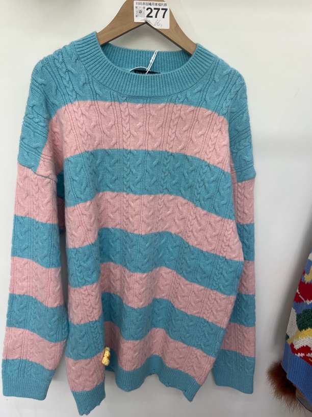 条纹麻花针织毛衣219-309