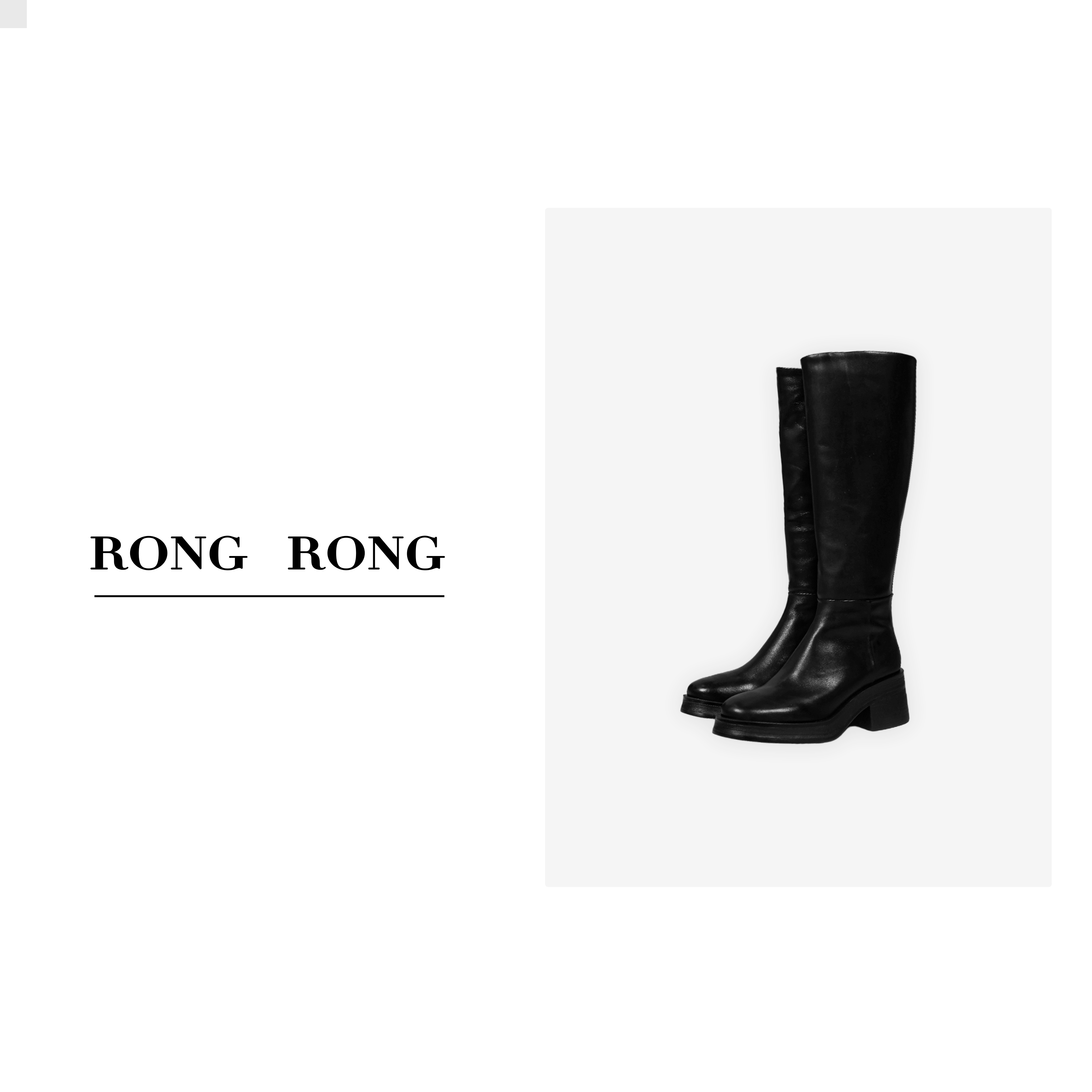 RONGRONG秋冬时尚真皮英伦风高筒靴厚底高跟骑士长靴女士2406-1