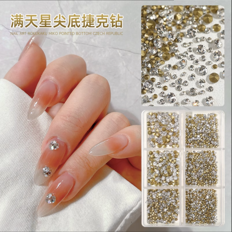 【满天星填缝钻】6格新款网红堆堆钻石爆款指甲装饰小配件混装钻