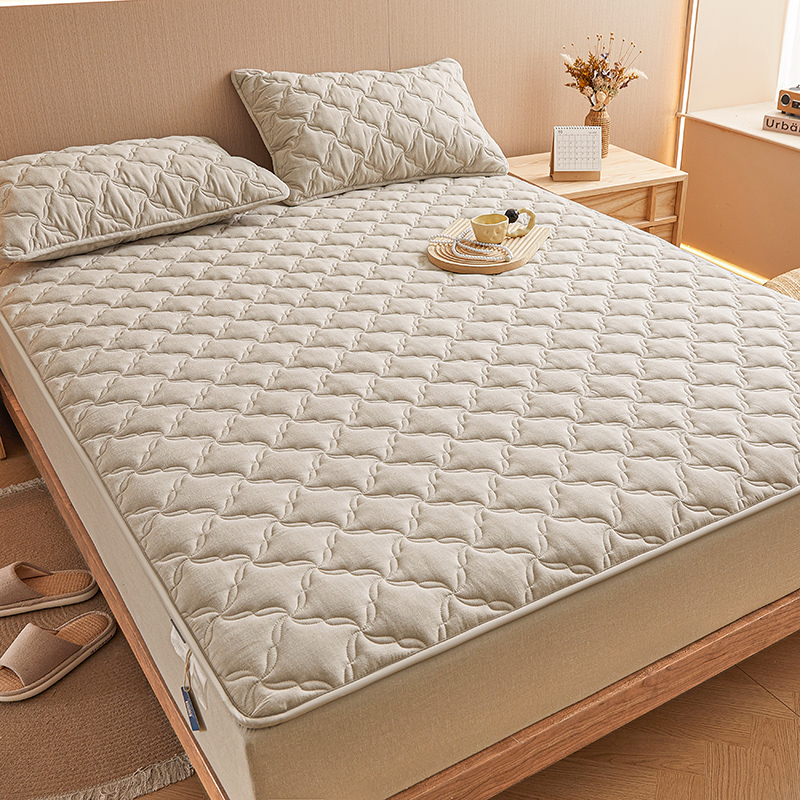 床笠爆款全棉新疆长绒棉色织水洗棉100棉床笠纯棉加厚床垫保护罩