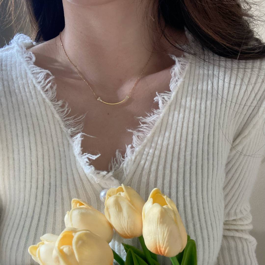 钛钢项链 8257微镶小微笑小众ins轻奢精致百搭锁骨链女