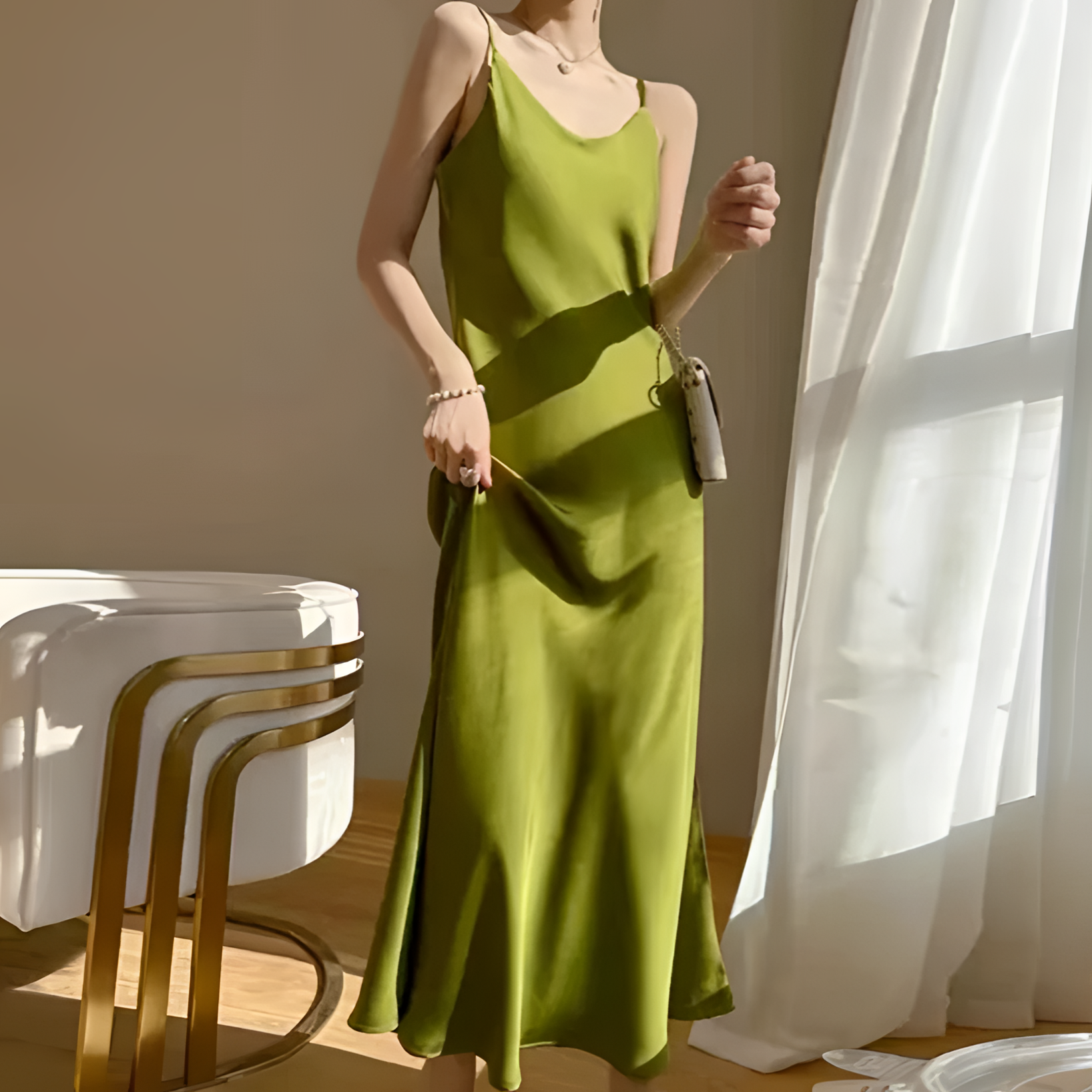 夏季鱼尾裙双面醋酸缎修身显瘦遮肉气质轻奢设计感收腰时尚纯色