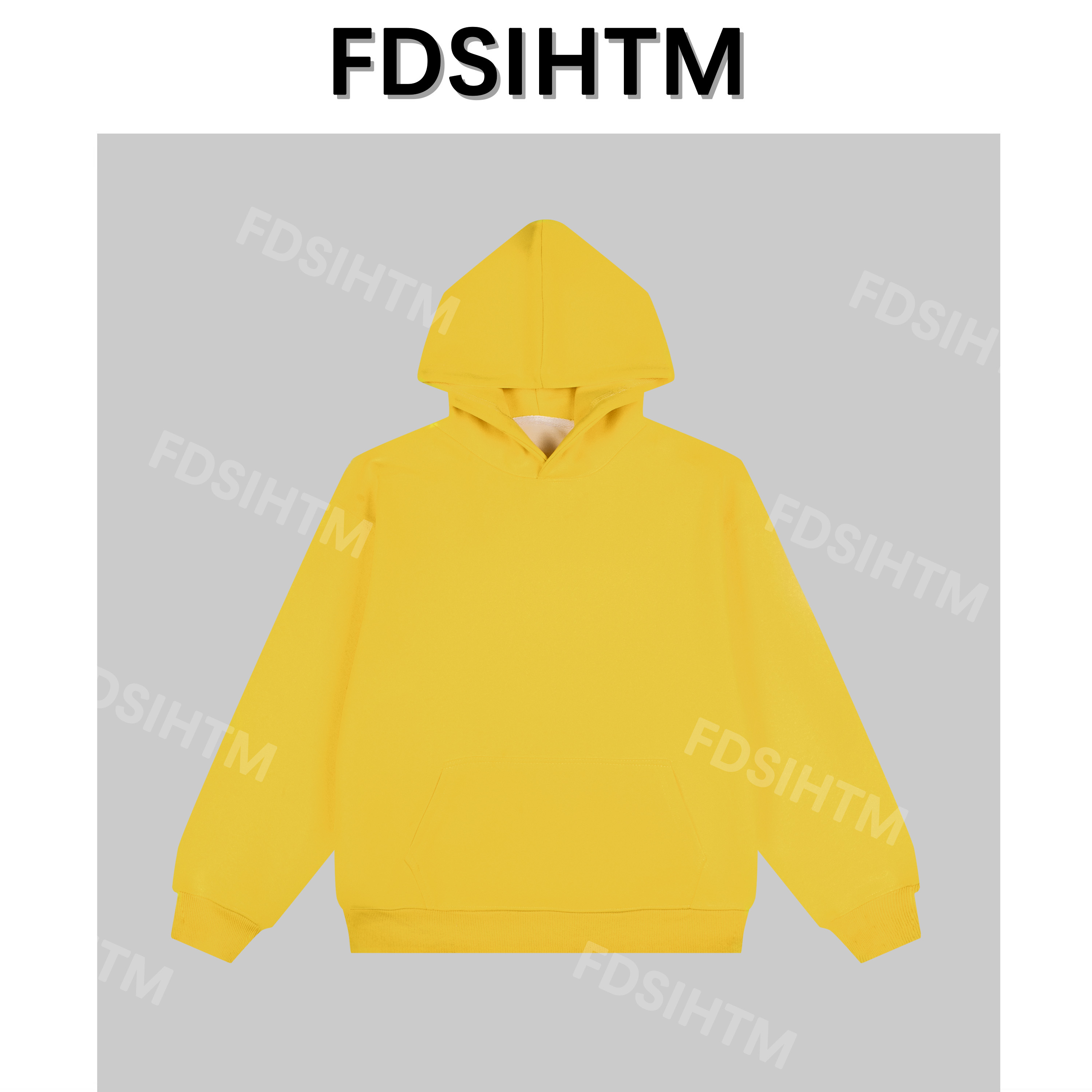 FDSIHTM重磅秋冬新款连帽卫衣纯色帽衫百搭日系黄色长袖宽松套头