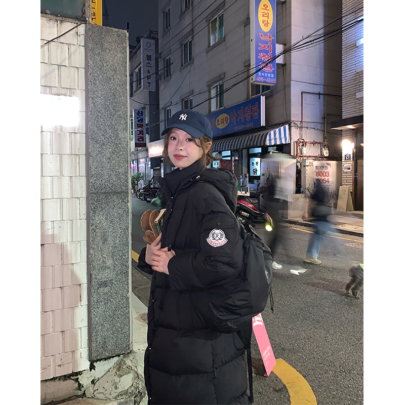 RAINY  韩系学院风90白鸭绒羽绒服女冬季宽松保暖加厚长款外套女