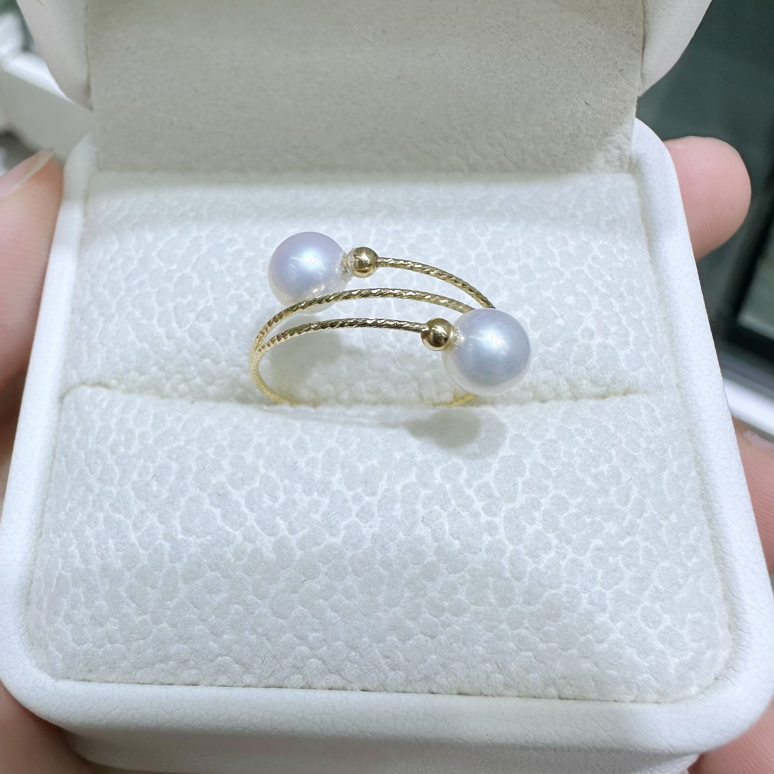 天然淡水珍珠戒指18k金珍珠戒指弹力戒指简单精致款