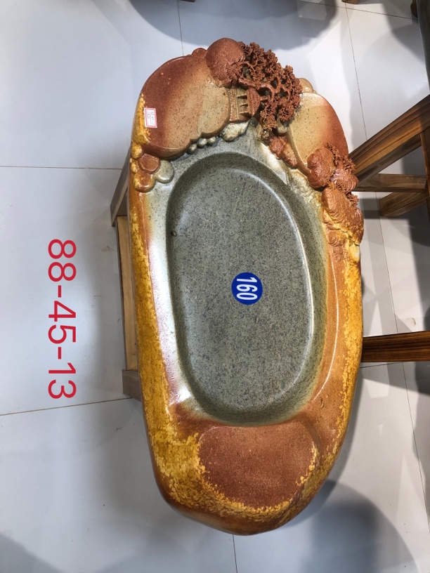 金包玉绿端石山水雕刻茶盘