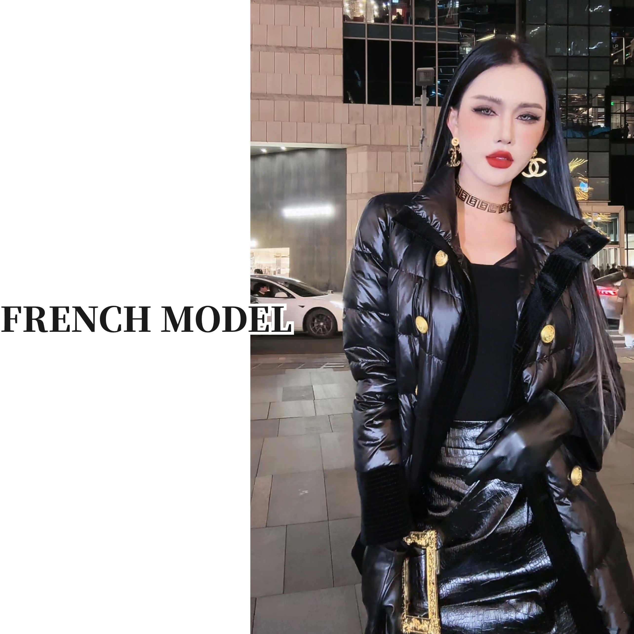 法模FRENCH MODEL . 冬季时尚高端气质双排扣白鸭绒服 41150264