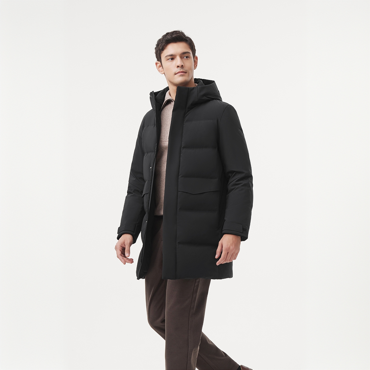 坦博尔商场同款新款蓬松鹅绒羽绒服户外运动连帽防风男装冬款外套