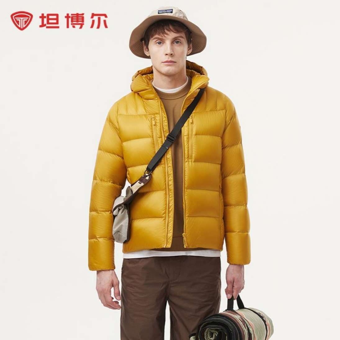 坦博尔2024秋冬款男装休闲轻薄羽绒服连帽运动休闲保暖商务防风