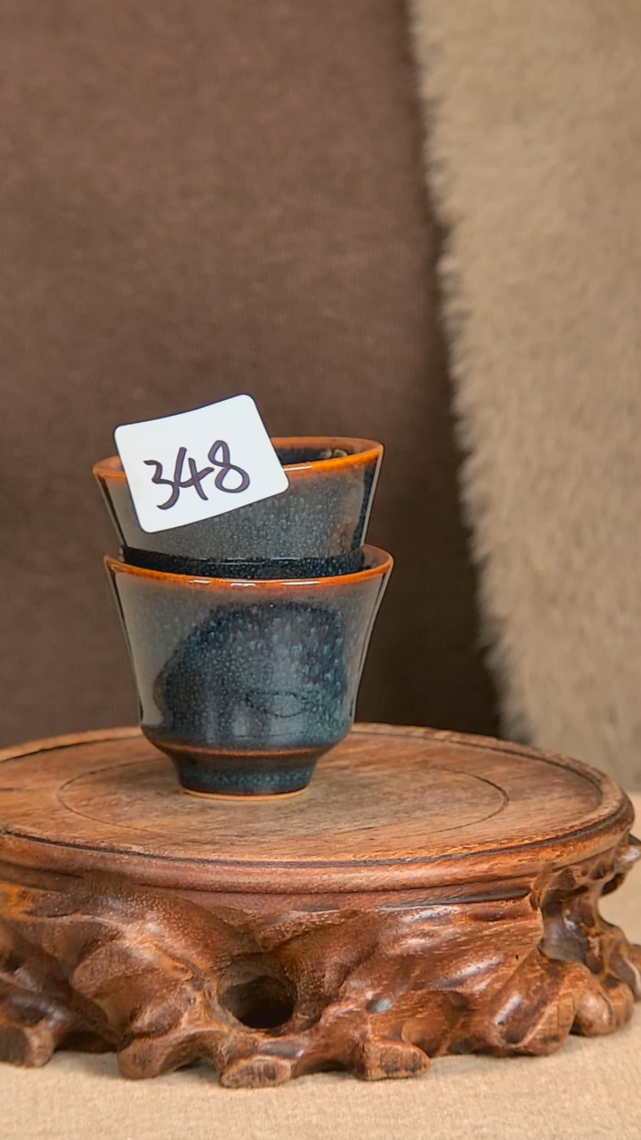 【闪购商品】陶瓷碗乌金釉小酒杯一对