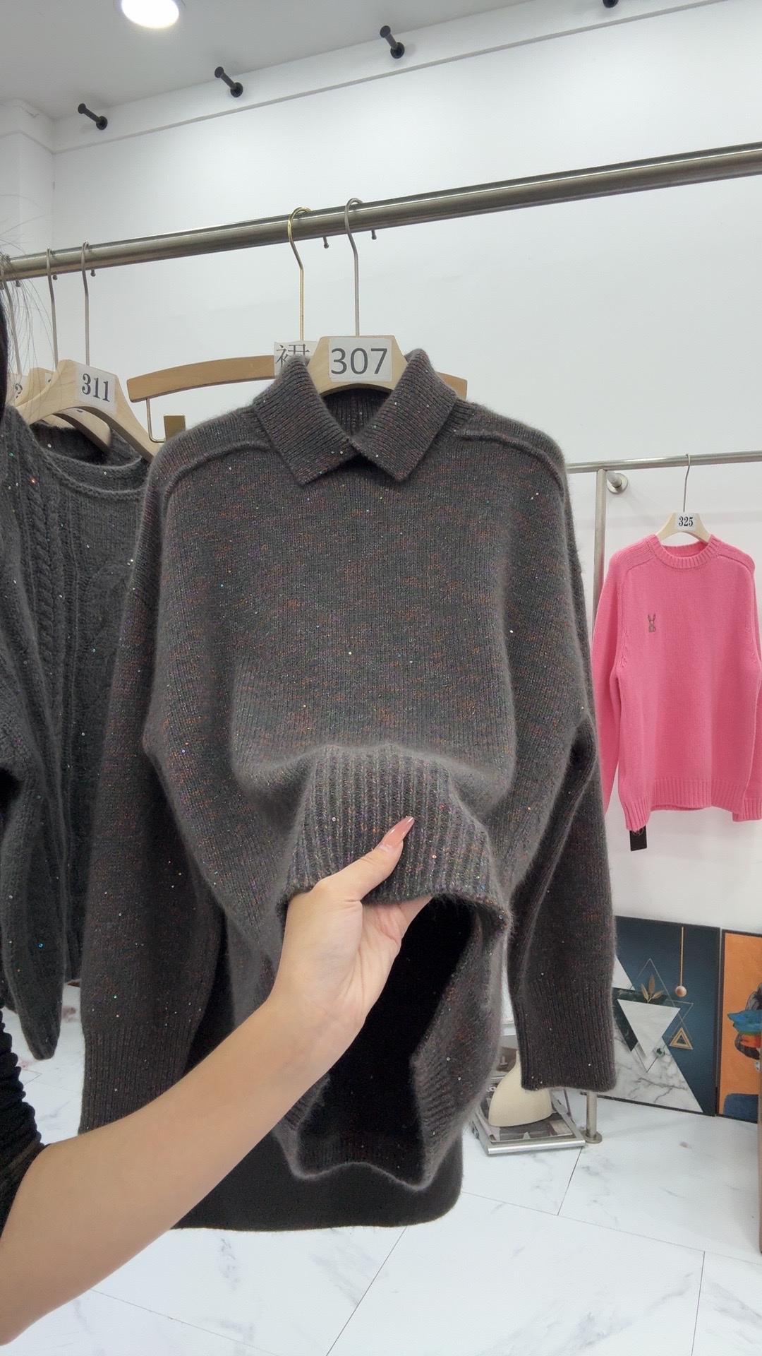 悠米定制 高智淡人风简约宽松慵懒外穿时尚气质百搭长袖307