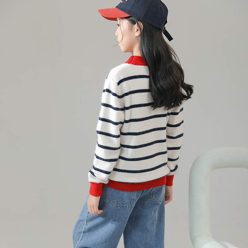 儿童针织衫条纹加厚毛衣秋冬新款内搭打底衫男女宝宝