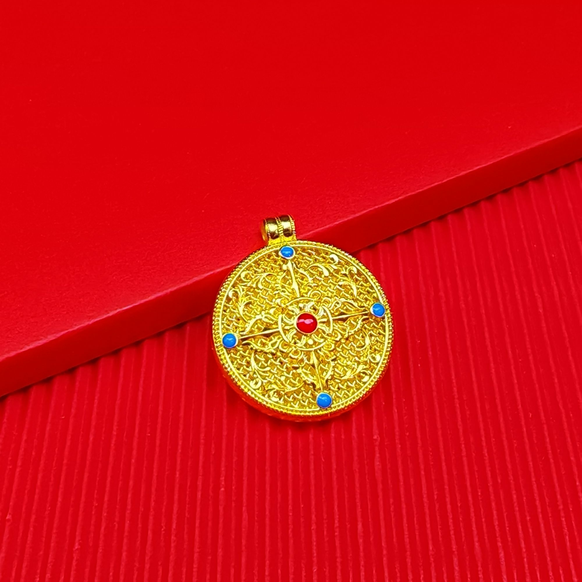 吊坠足银 【特惠商品】十字八宝罗盘吊坠国潮风项坠精美包金工艺