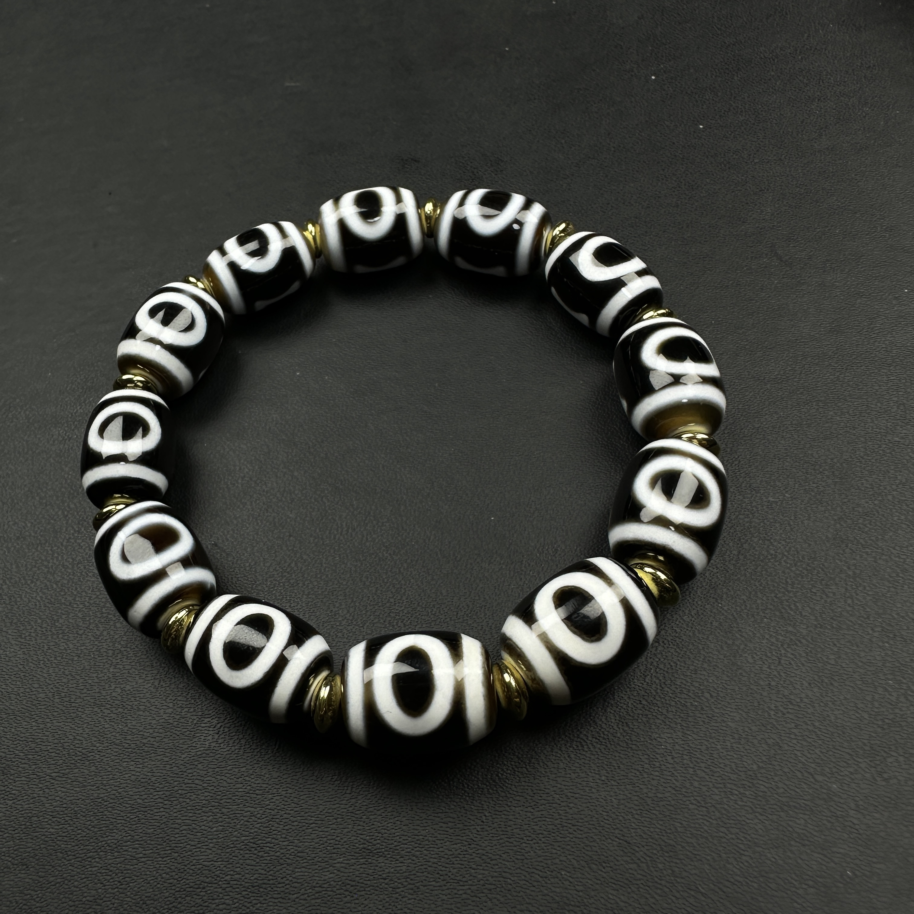 玖扬-台湾 S级 手工 黑白 天地阵 高端 大气 百搭 玛瑙手串