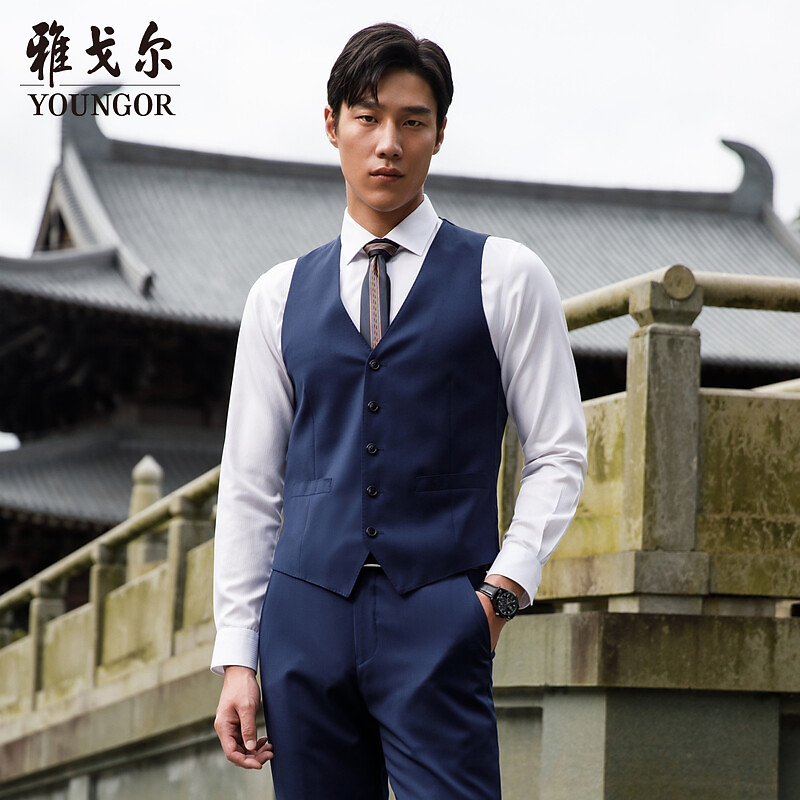 雅戈尔男士西服配套马夹秋季新款官方商务休闲纯绵羊毛马甲男