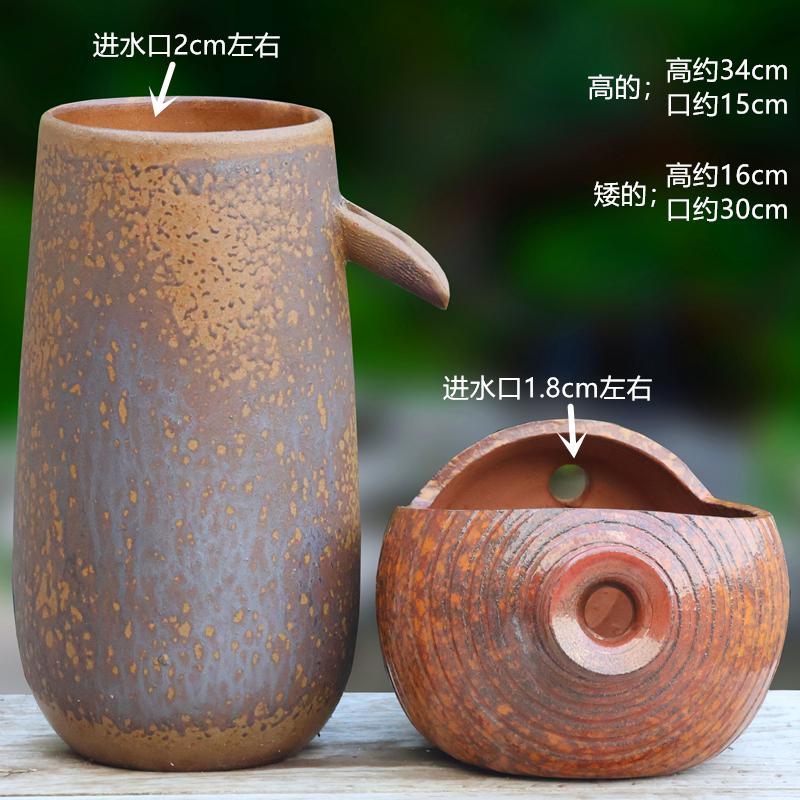 手工流水摆件瀑布生态养鱼循环陶罐庭院鱼缸造景无孔铜钱草碗莲缸