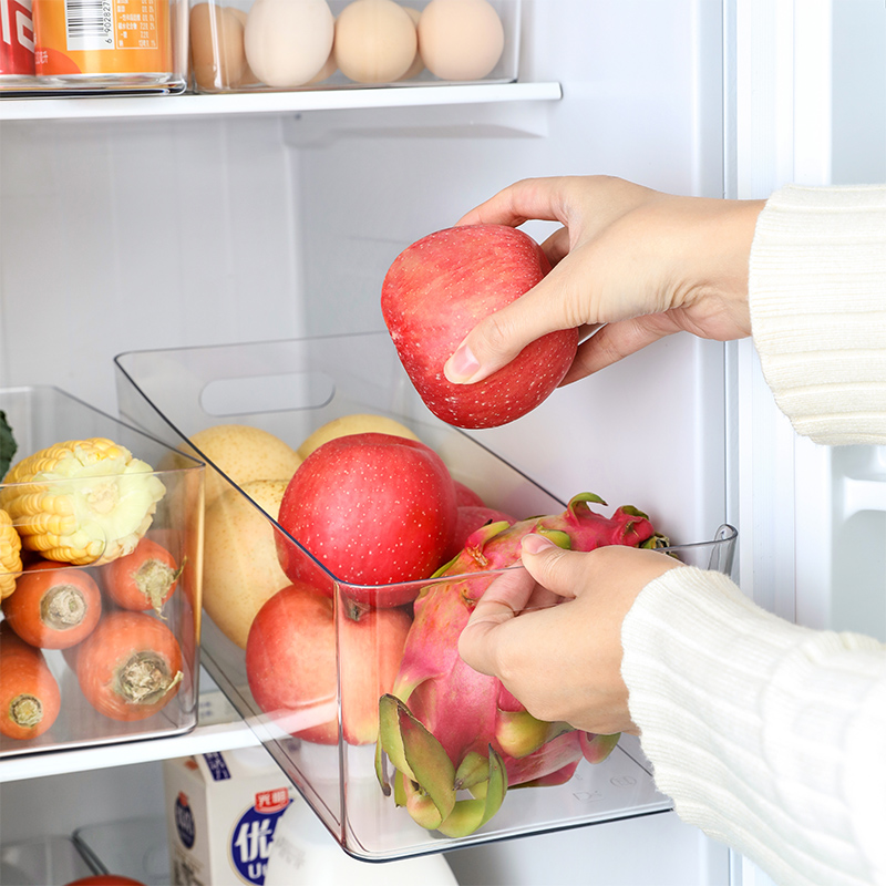 洋洋鱼食物收纳盒厨房冰箱保鲜盒桌面整理盒透明塑料杂物储物筐