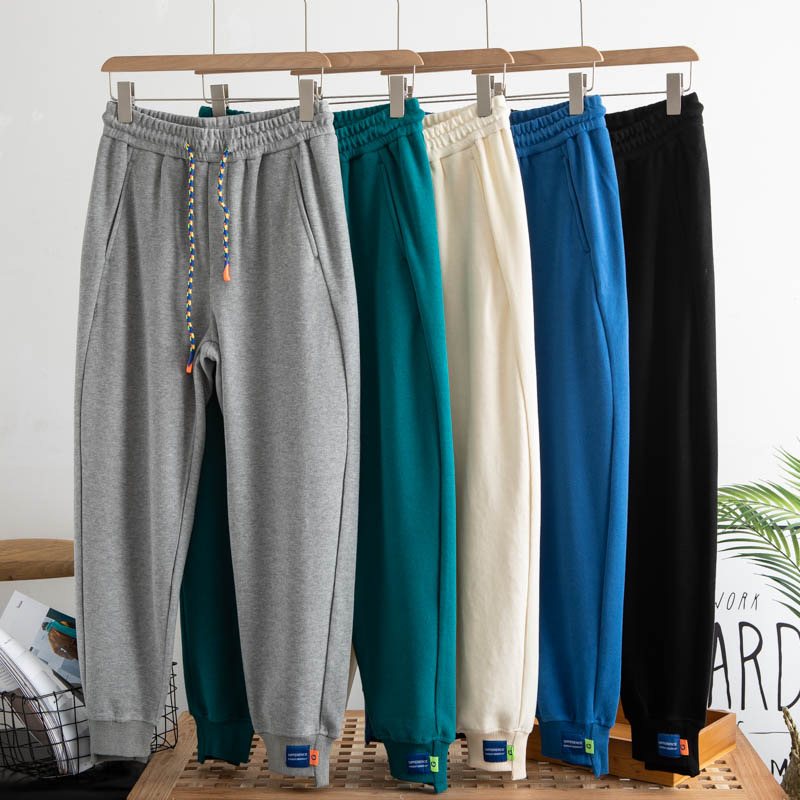 高端糖果纯色束脚裤春秋百搭时尚潮牌宽松萝卜裤男女卫裤情侣卫裤
