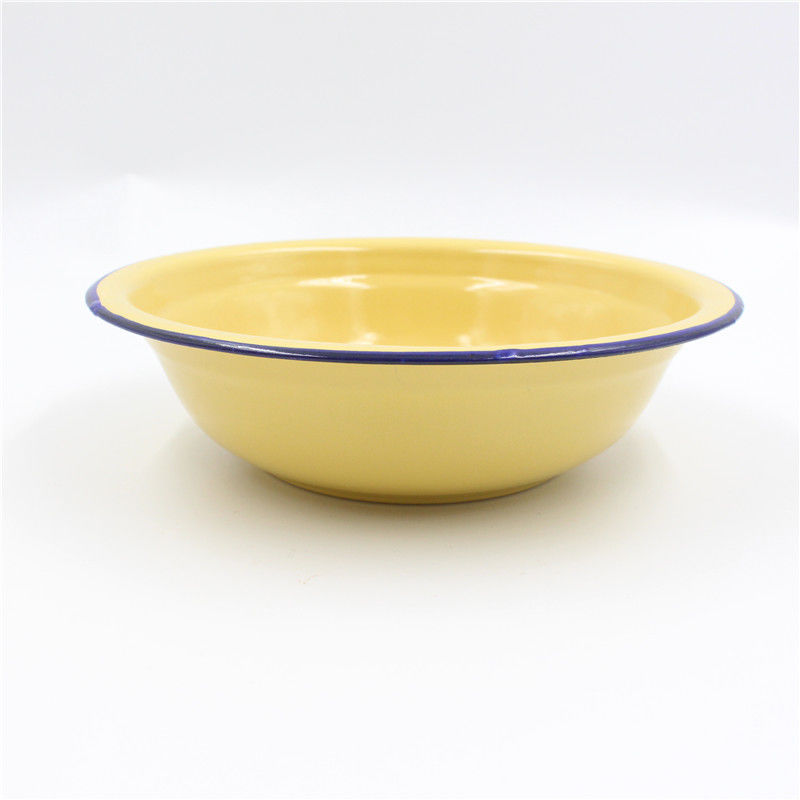 加厚黄色老式搪瓷小盆搪瓷卷边和面盆搪瓷碗多用盆搅拌碗面碗汤盆
