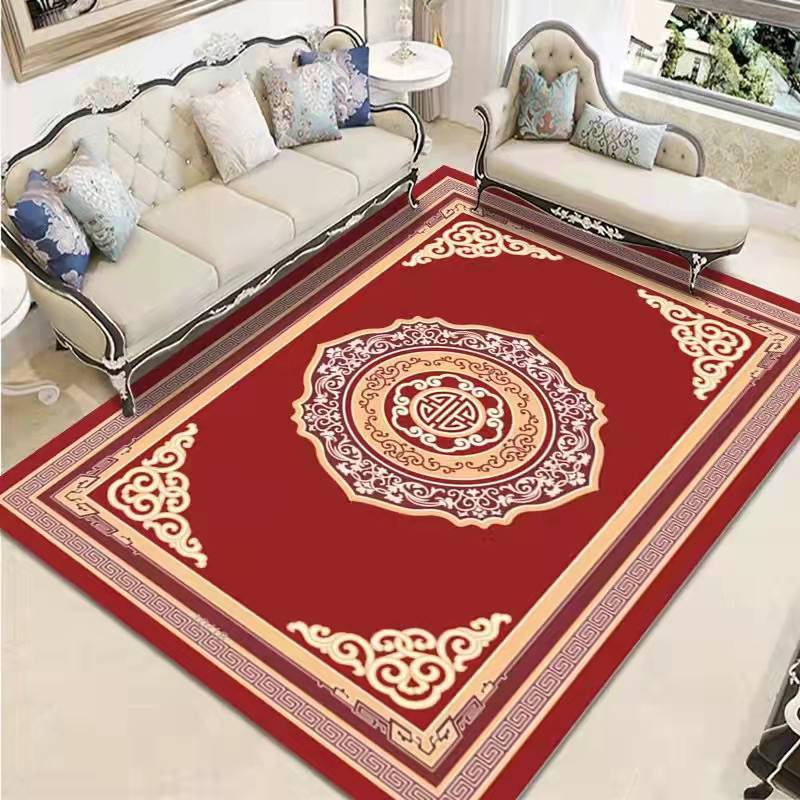 开学季【客厅地毯工厂】水晶绒古典红色客厅地毯吸水入门地毯