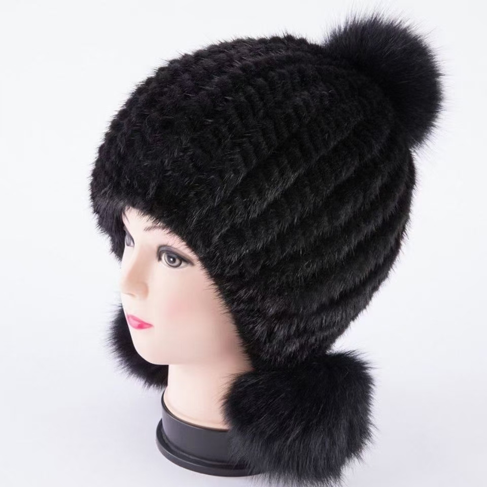 女生冬季三球帽子