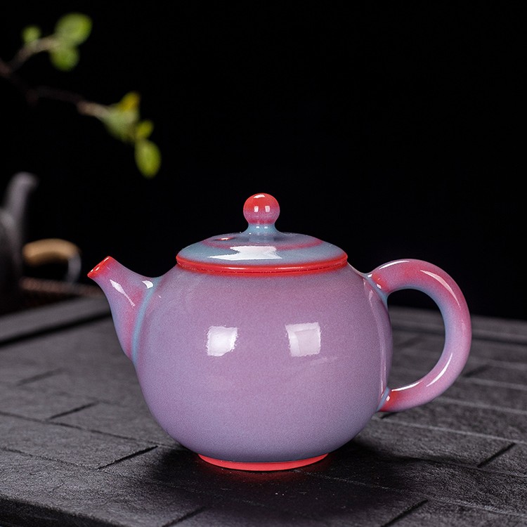林心如大师原矿汝窑天青茶壶开片可养小单壶冰裂圆满壶汝瓷家用