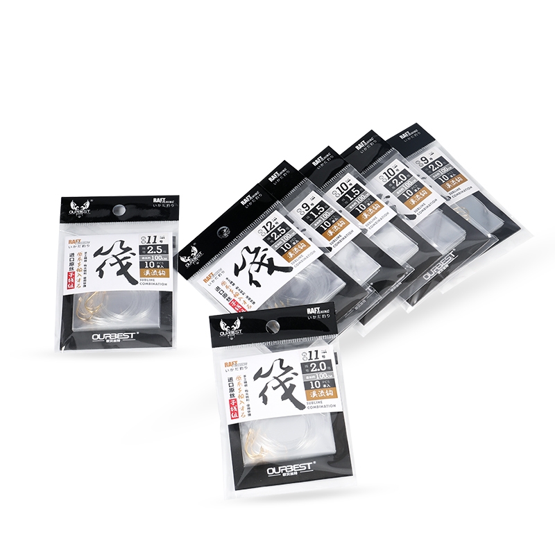 欧贝丝特筏钓鱼钩绑好成品子线组手工绑制带倒刺金溪流钩线钩套装