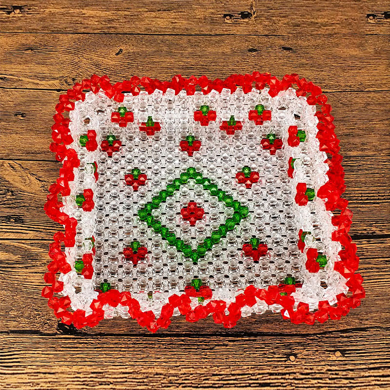 手工串珠方形花边果盘材料包客厅茶几装饰摆件穿珠家居饰品水果篮