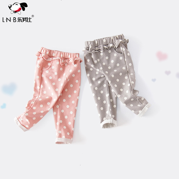 花边圆点-秋装休闲裤子女童宝宝童装婴儿秋款洋气开裆长裤D31外穿