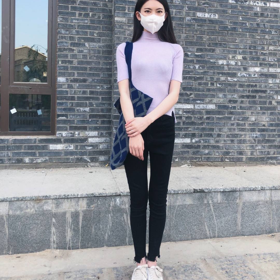 时尚半高领半袖中袖知性修身