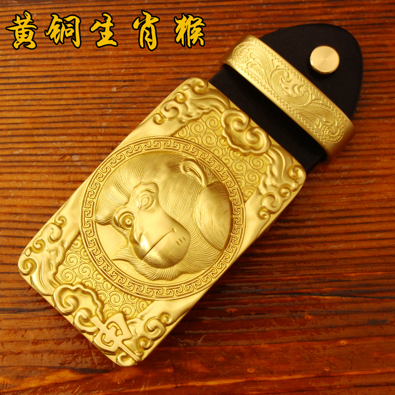 十二生肖皮带头纯铜男士腰带扣头牛皮平滑扣板扣