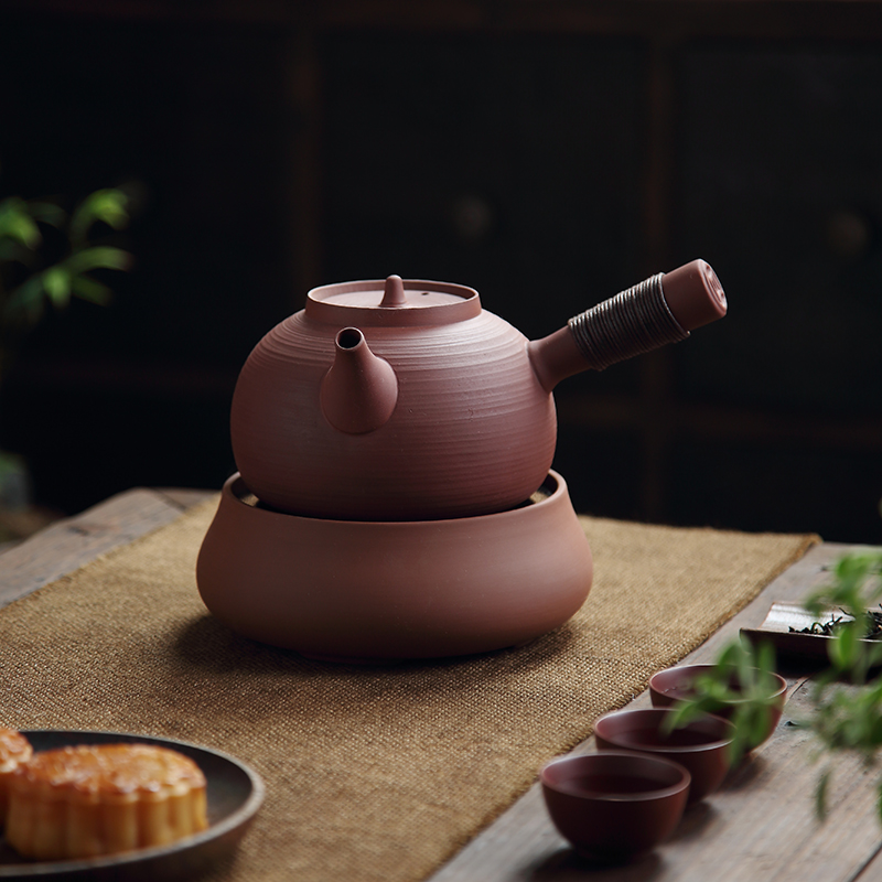 善古 砂铫红泥侧把烧水壶急须壶 炭炉电陶炉煮茶壶 潮汕工夫茶具
