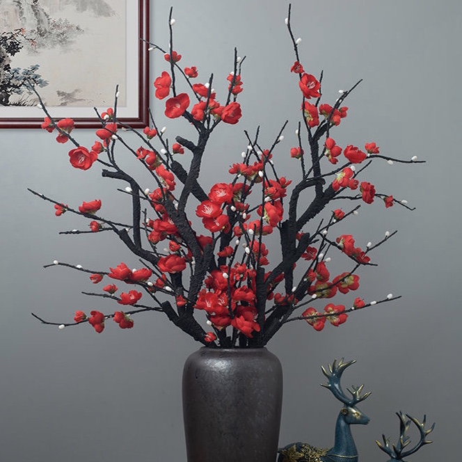 仿真干支梅花高档室内装饰花中式手工插花电视柜玄关茶几酒柜假花