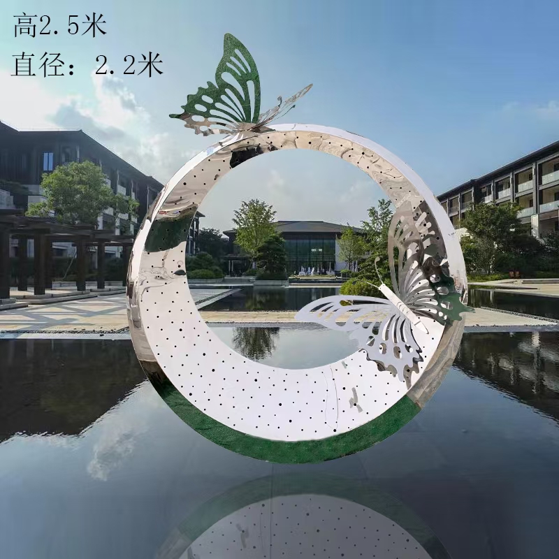 厂家定制不锈钢发光圆环雕塑
