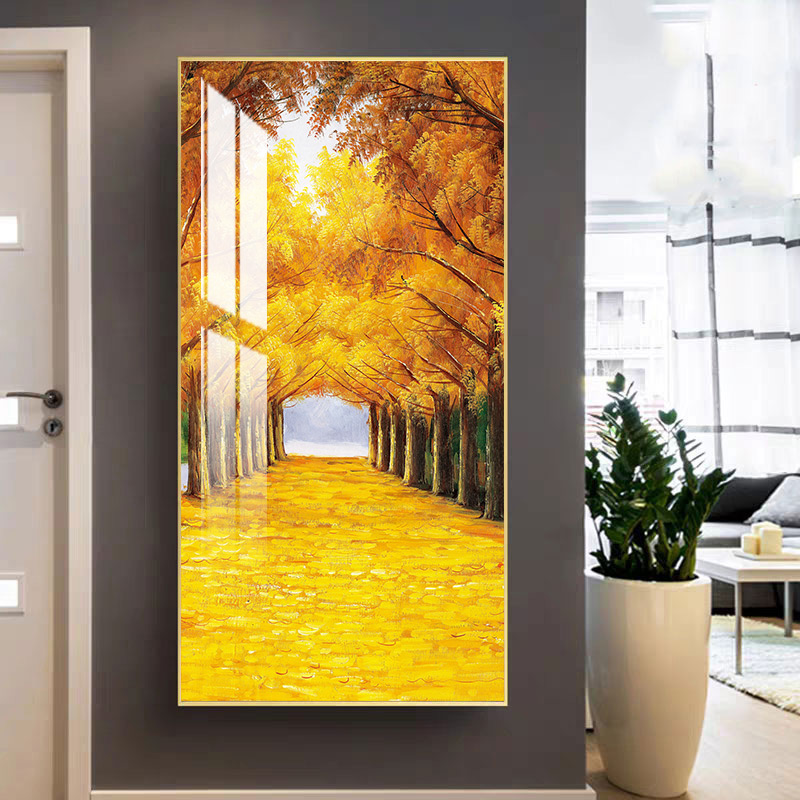 客厅玄关【黄金大道】晶瓷镶钻铝合金边框墙面装饰画轻奢风景艺术