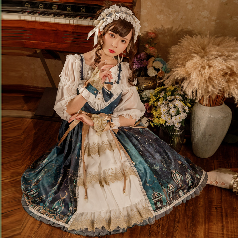 神灯之夜 lolita正版裙jsk原创宫廷风复古优雅长裙洛丽塔连衣裙