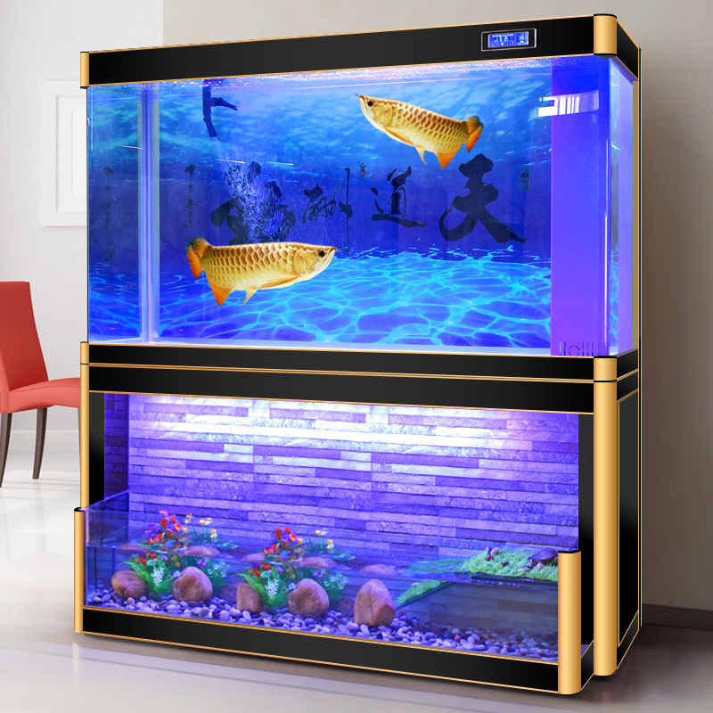 源头工厂欧宝鱼缸客厅流水幕墙金龙鱼缸乌龟缸水族箱底过滤玻璃中