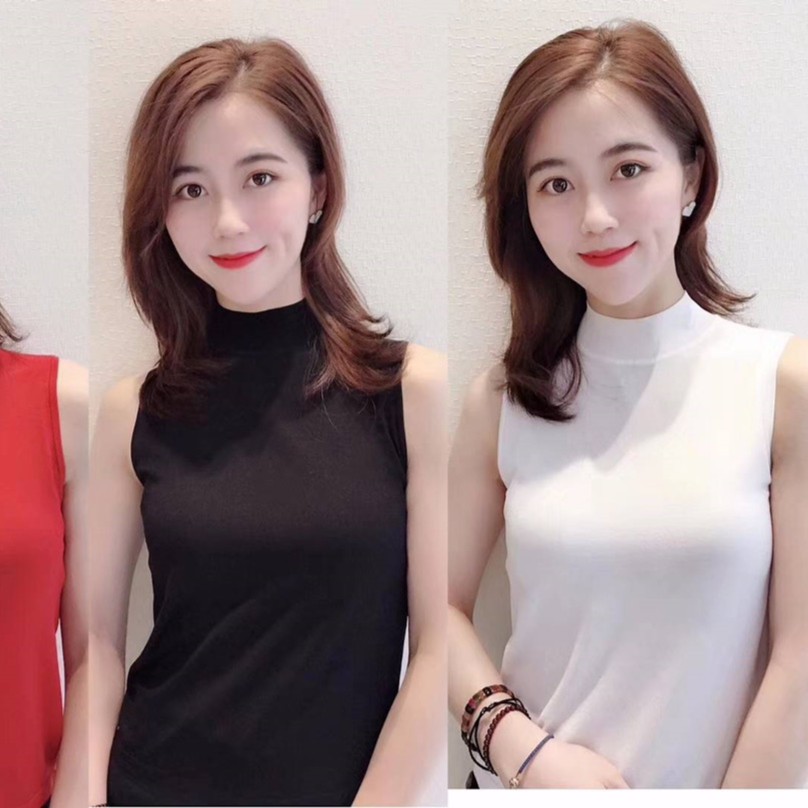 （不来回）818福力专属~不涉及任何品牌新款无袖半高领冰丝T恤女