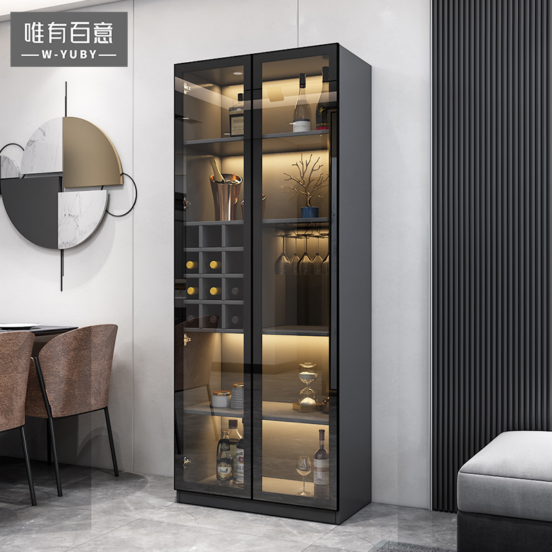 玻璃酒柜靠墙现代简约客厅小酒柜家用小型轻奢高档餐边柜餐厅柜子