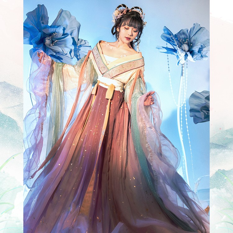 栗芝堂原创【洛神】黛缨洛华嫦娥南北朝大袖齐腰襦裙汉服（单批帛）