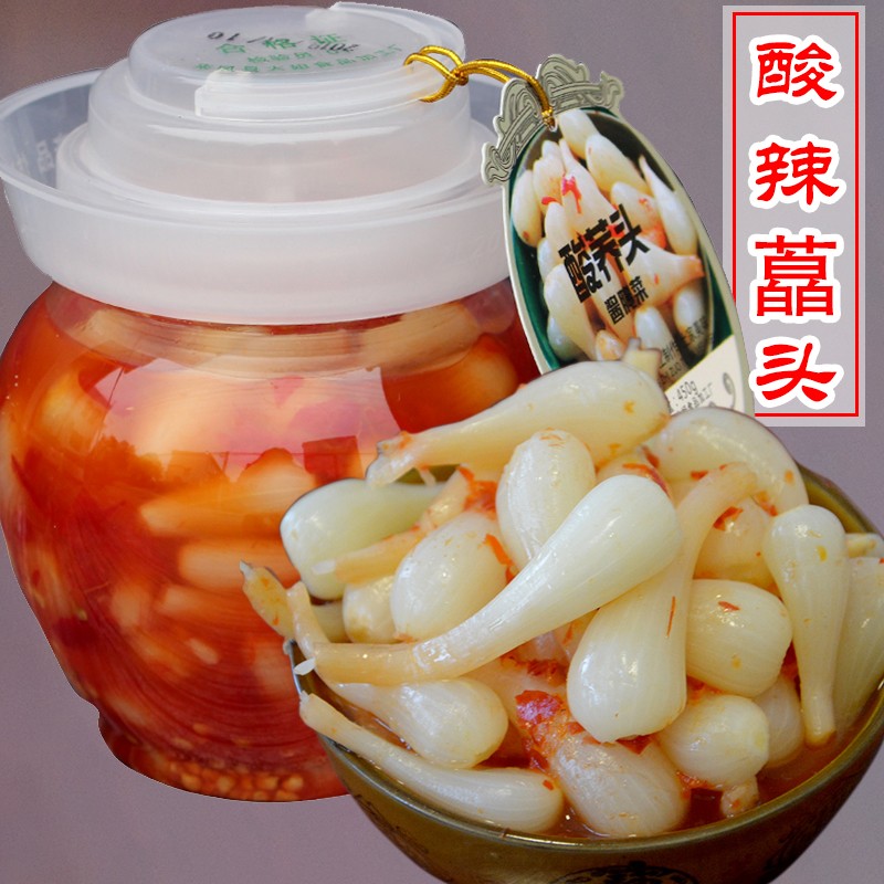 恩施酸辣藠头开胃咸菜脆荞头腌菜特产酸辣藠头开罐即食450g胶坛装