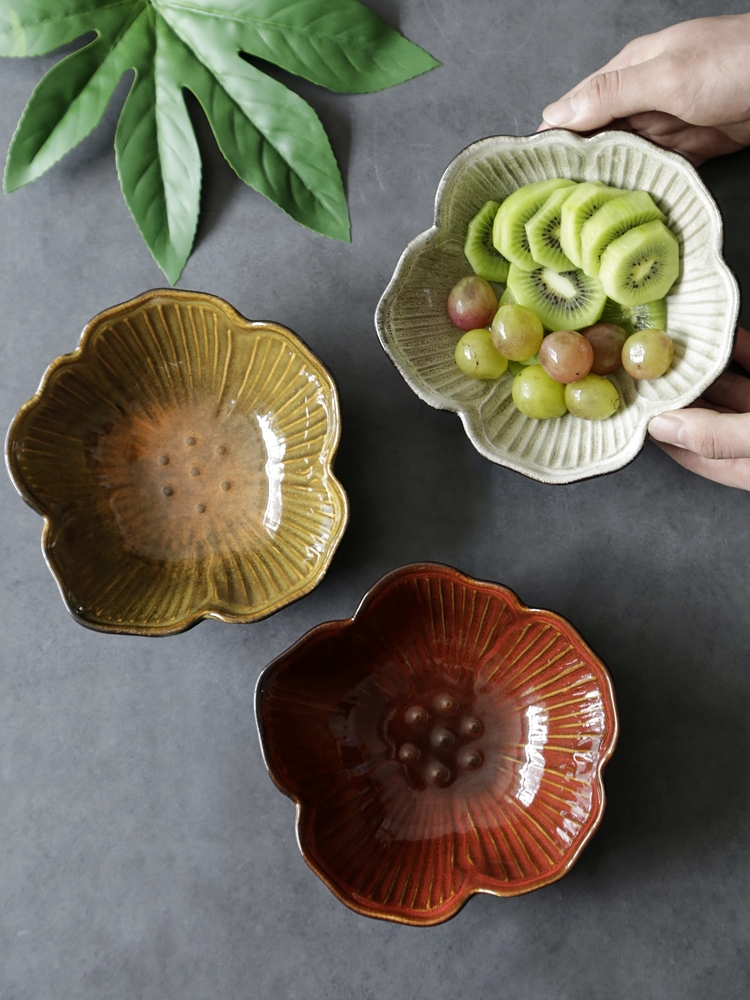 小可陶瓷餐具异形沙拉碗创意花瓣碗欧式复古水果碗家用汤碗饭碗