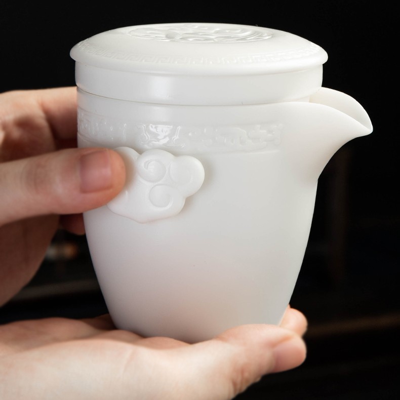 羊脂玉白瓷一壶二杯过滤内胆快客杯单人便携式旅行茶具套装收纳包