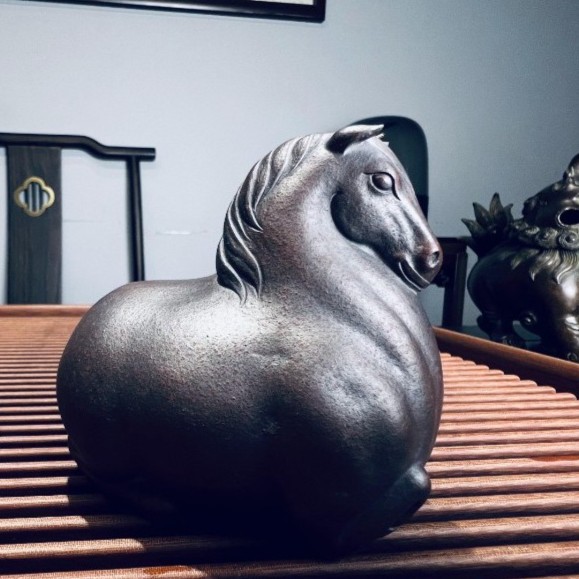 【沈雷】紫砂茶宠唐马黑马汗血宝马马到成功富贵吉祥古典观物紫砂