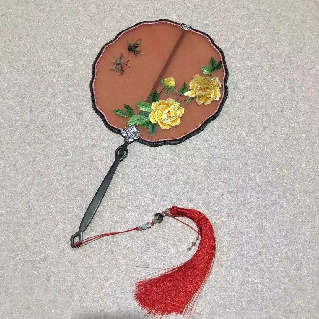 手工苏绣宋锦团扇