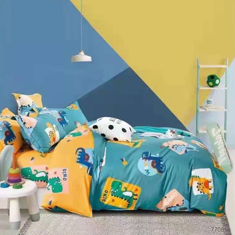 帛纳家纺高密度柔光棉纯棉床品（小恐龙）