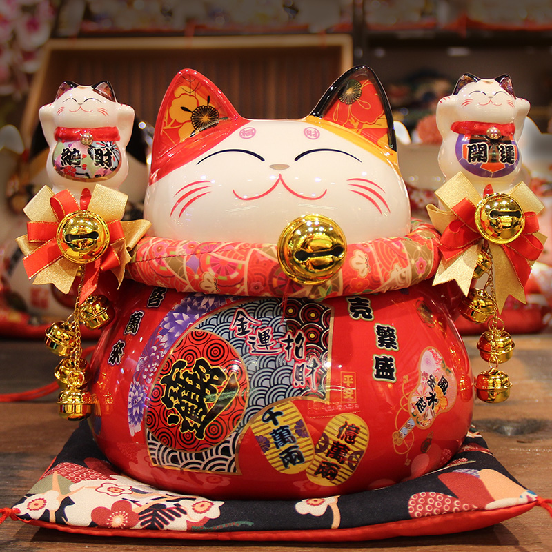 猫寺祈福猫客厅玄关收银台招财猫摆件财陶瓷存钱罐店铺公司开业礼