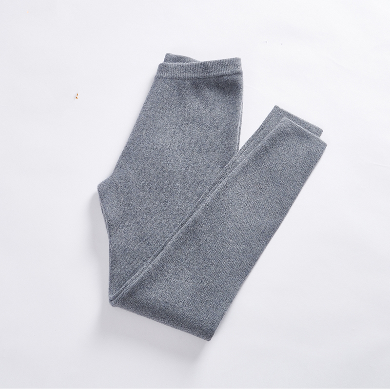 纯山羊绒秋冬新款加厚女式羊绒保暖四平针长裤912416023