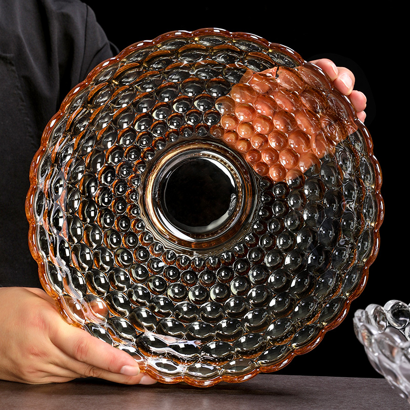 现代简约玻璃果盘创意家用大号玻璃水果盘轻奢客厅糖果盘欧式个性