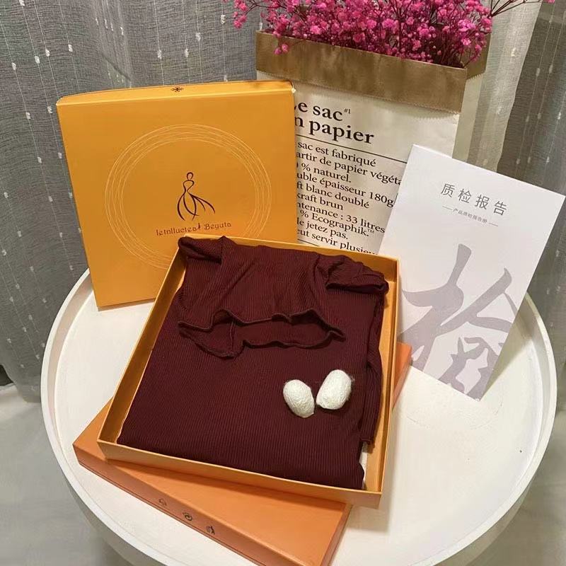 【莎拉公主同款】时尚百搭针织简约 盒装蚕丝纤维保暖打底上衣